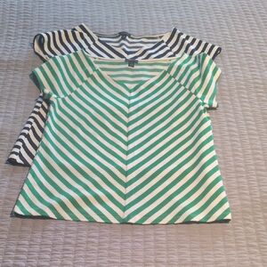 Ann Taylor Factory Striped Green and White Tee